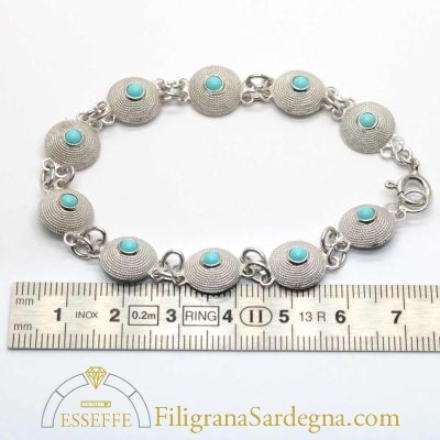 Bracciale corbulette d'argento con corallo o turchese