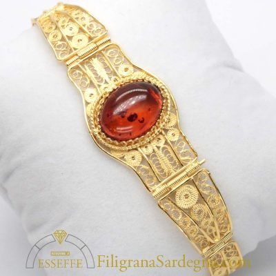 Bracciale filigrana dorata con ambra baltica