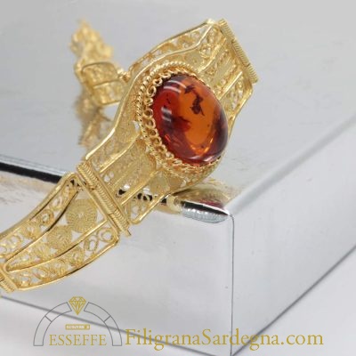 Bracciale filigrana dorata con ambra baltica
