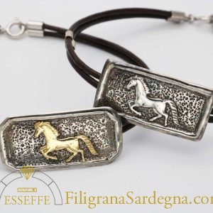 Bracciale in argento con cavallo d'oro o argento