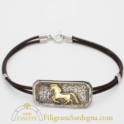 Bracciale in argento con cavallo d'oro o argento