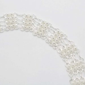 Bracciale in argento con moduli a nido d'ape - Bianco naturale