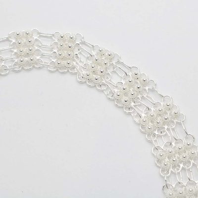 Bracciale in argento con moduli a nido d'ape - Bianco naturale