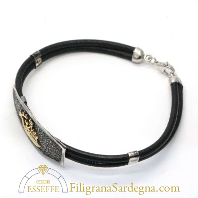 Bracciale in argento con navicella votiva d'oro