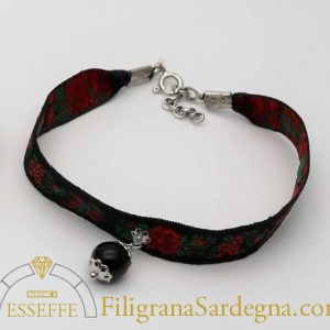 Bracciale in argento e broccato con onice nera filigrana