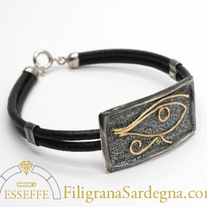 Bracciale in argento e oro con occhio di Iside