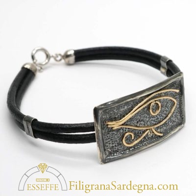 Bracciale in argento e oro con occhio di Iside