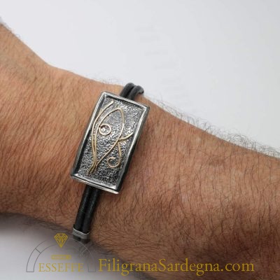 Bracciale in argento e oro con occhio di Iside