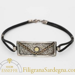 Bracciale in argento e oro con sole che sorge