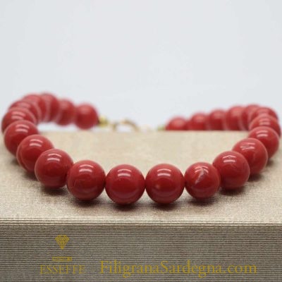 Bracciale in corallo rosso da 8-8,5 mm