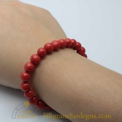 Bracciale in corallo rosso da 8-8,5 mm