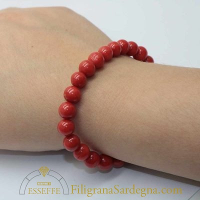 Bracciale in corallo rosso da 8-8,5 mm