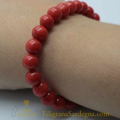 Bracciale in corallo rosso da 8-8,5 mm