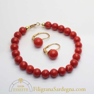 Bracciale in corallo rosso da 8-8,5 mm