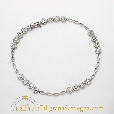 Bracciale in oro bianco con zirconi