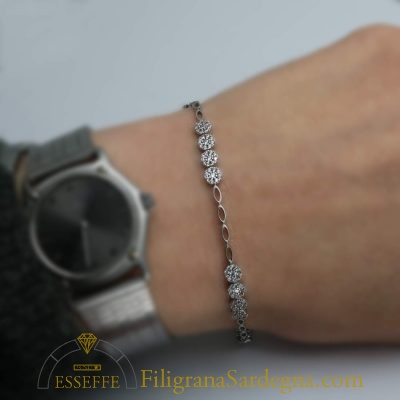 Bracciale in oro bianco con zirconi