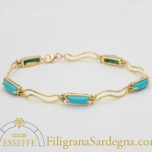 Bracciale in oro con turchesi