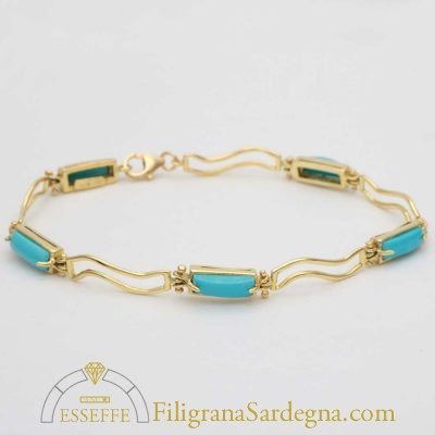 Bracciale in oro con turchesi