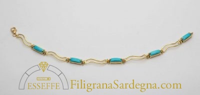 Bracciale in oro con turchesi