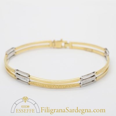 Bracciale in oro giallo e bianco