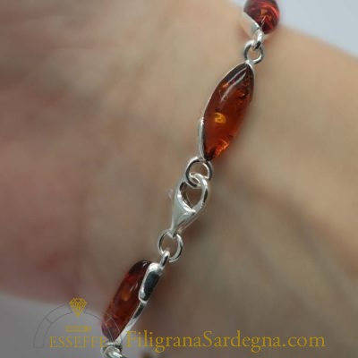 Bracciale moduli d'argento e ambra