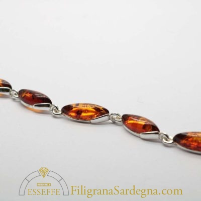 Bracciale moduli d'argento e ambra