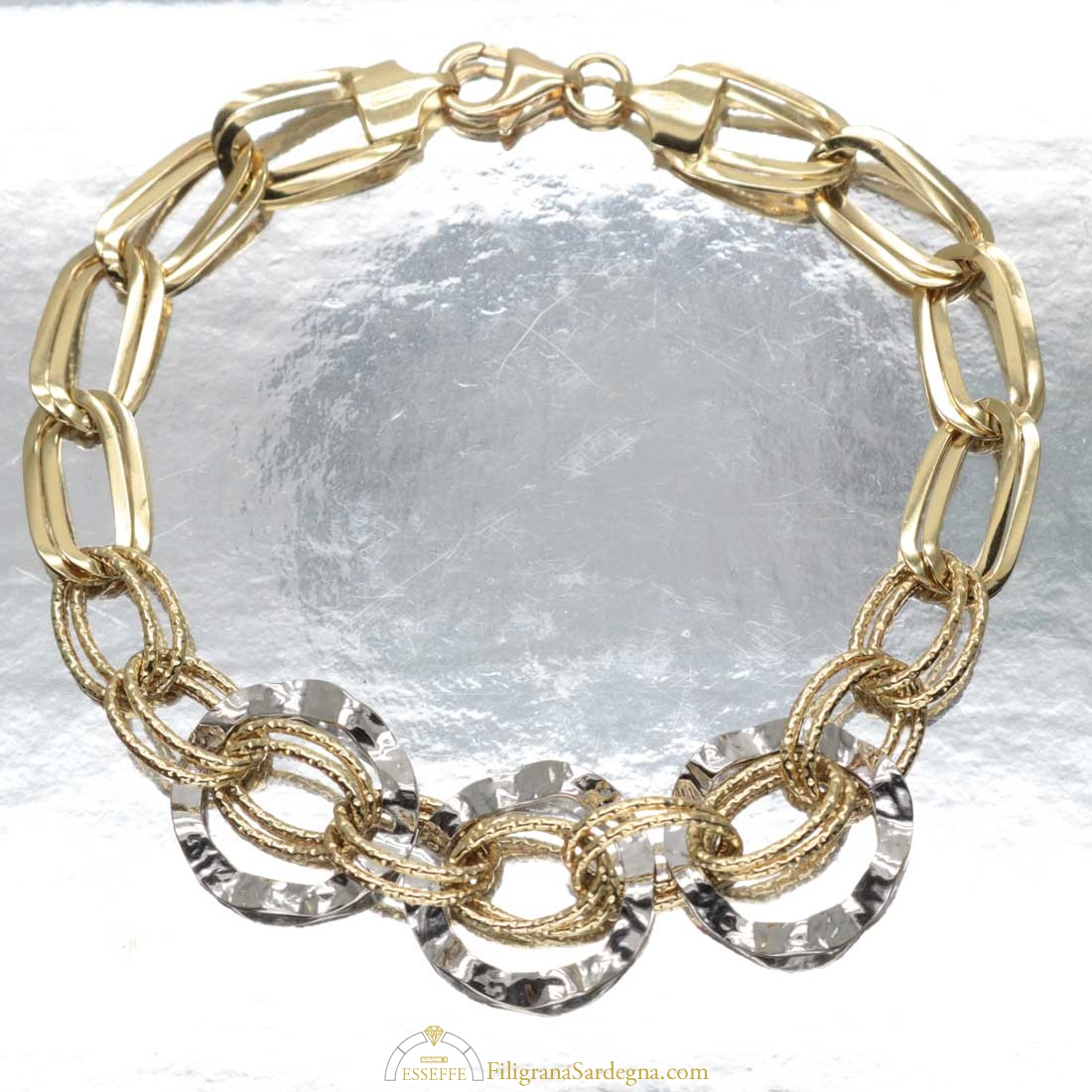 Bracciale Donna CARISSIMA Oro Bianco 9kt - Maglia Belcher Ovale, Lunghezza 19cm (7,5 Pollici)