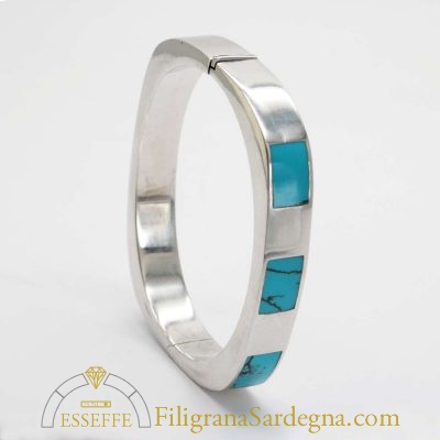 Bracciale rigido in argento lucido