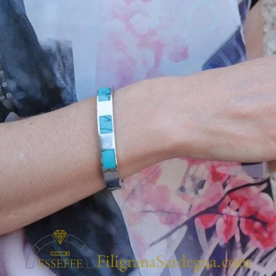 Bracciale rigido in argento lucido