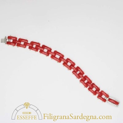 Bracciali corallo argento e zirconi