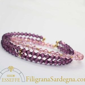 Bracciali rigidi cristalli e sfere d'oro