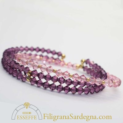 Bracciali rigidi cristalli e sfere d’oro