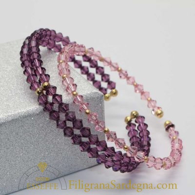 Bracciali rigidi cristalli e sfere d’oro