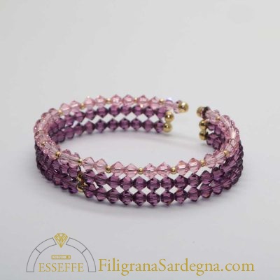 Bracciali rigidi cristalli e sfere d’oro