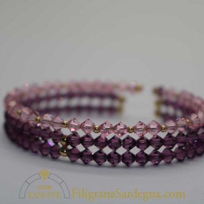 Bracciali rigidi cristalli e sfere d’oro