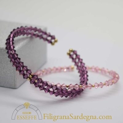Bracciali rigidi cristalli e sfere d’oro