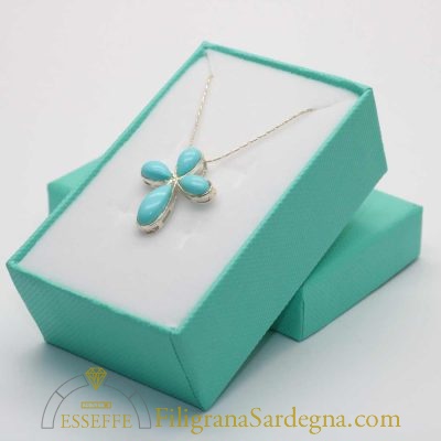 Catenina e croce argento e turchese