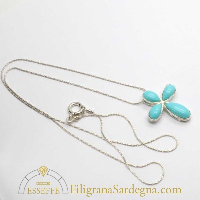 Catenina e croce argento e turchese