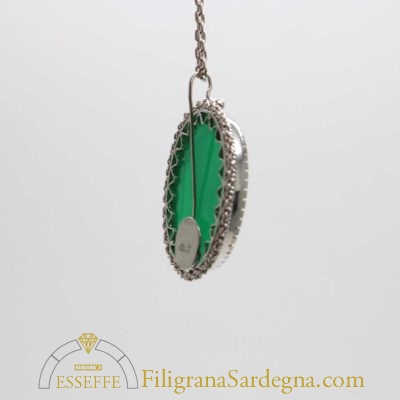Ciondolo corniola con agata verde e collana d’argento