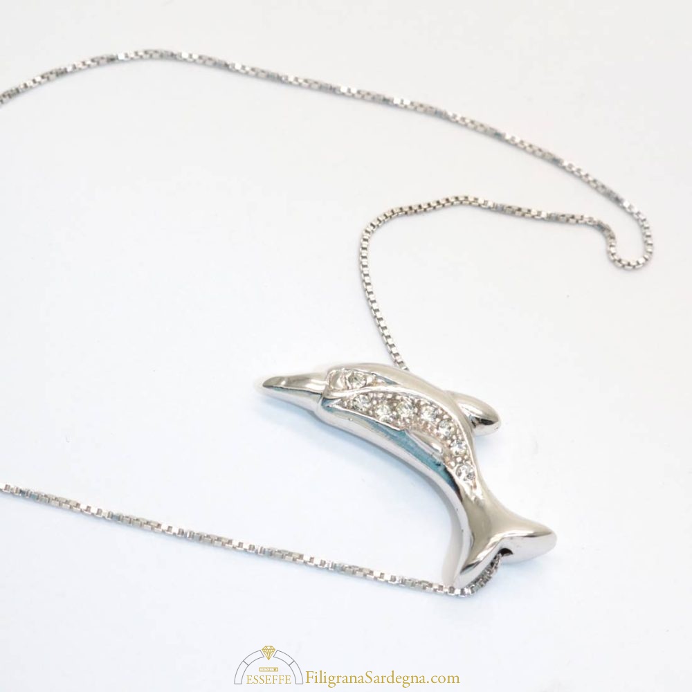 Infinite U lovely fiocco di neve in argento Sterling 925 e zirconia cubica delfino ciondolo collana da donna