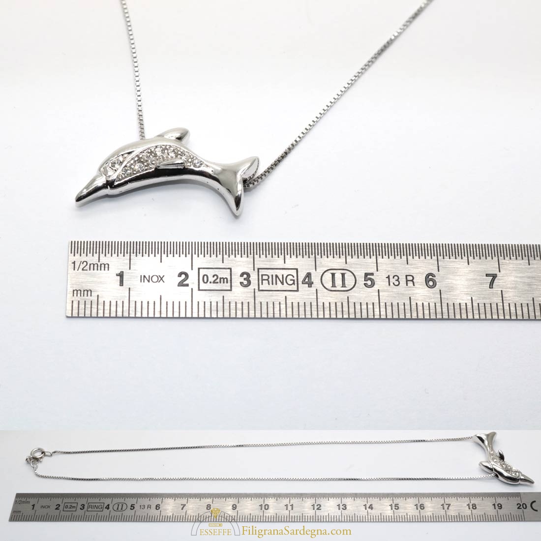 Infinite U Ciondolo Delfino In Argento 925 Con Zirconi - Collana Donna Oro Rosa 45 Cm