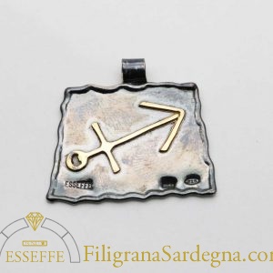 Ciondolo in argento e oro con segno zodialcale sagittario