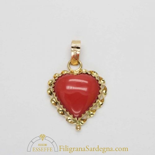 Pendentif En Or 18 Carats Et Corail Rouge Naturel - Ovale - Pour Femme - Cadeau Diplôme