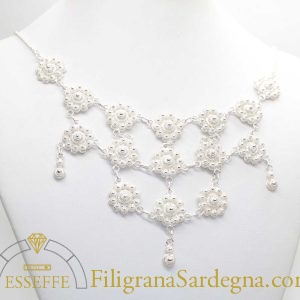 Collana a nido d'ape in argento bianco