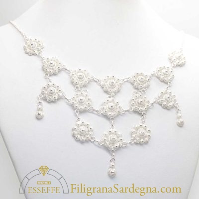 Collana a nido d'ape in argento bianco