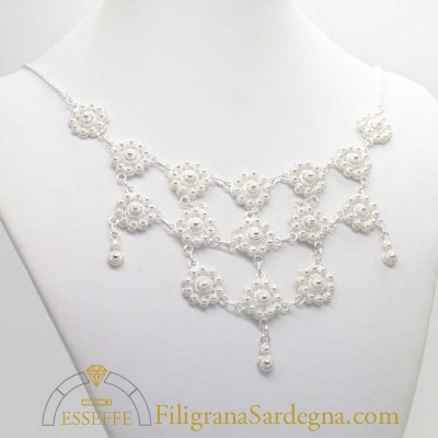 Collana a nido d'ape in argento bianco