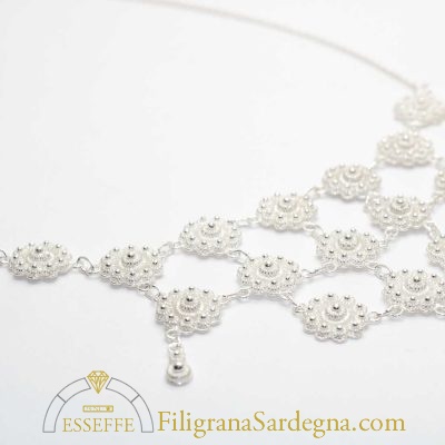 Collana a nido d'ape in argento bianco