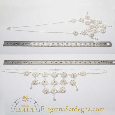 Collana a nido d'ape in argento bianco