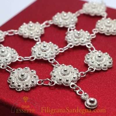 Collana a nido d'ape in argento bianco