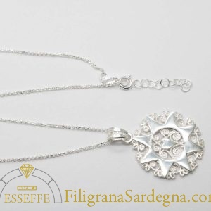 Collana con ciondolo stella e cuore in filigrana d'argento